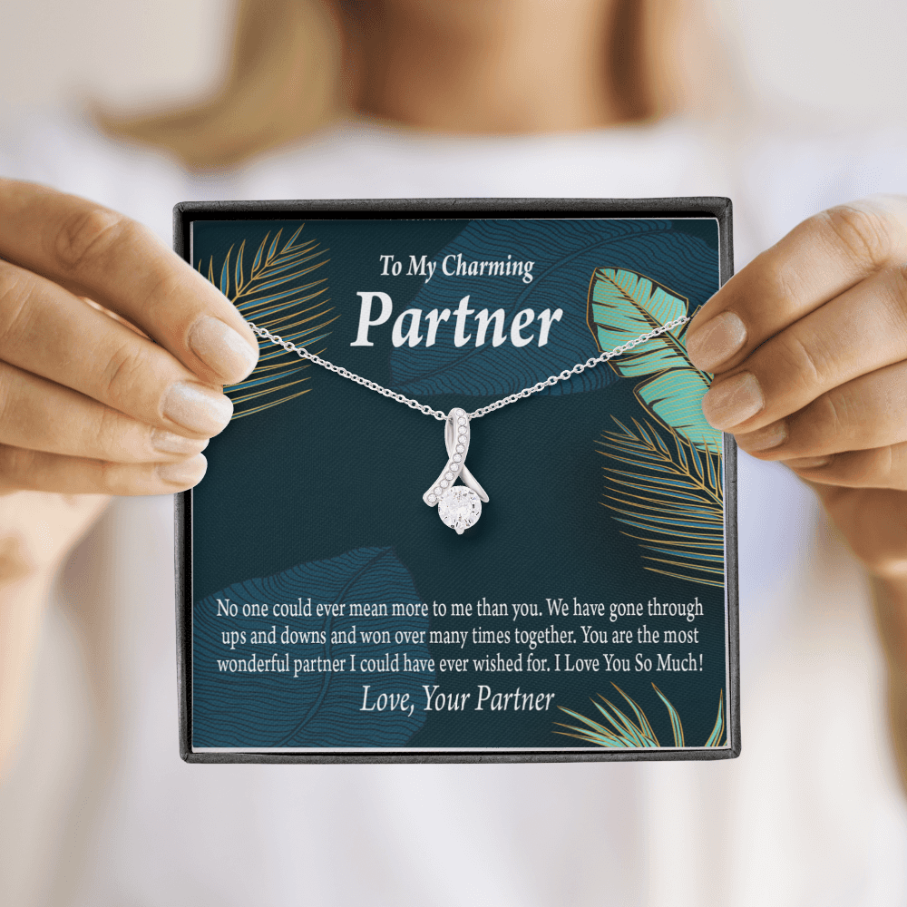 To My Partner Most Wonderful Partner Alluring Ribbon Necklace Message Card-Express Your Love Gifts