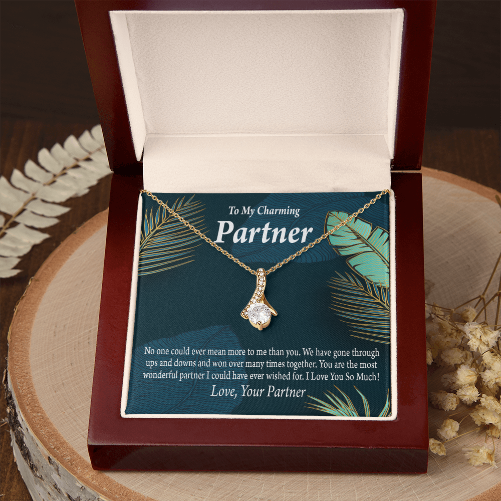 To My Partner Most Wonderful Partner Alluring Ribbon Necklace Message Card-Express Your Love Gifts