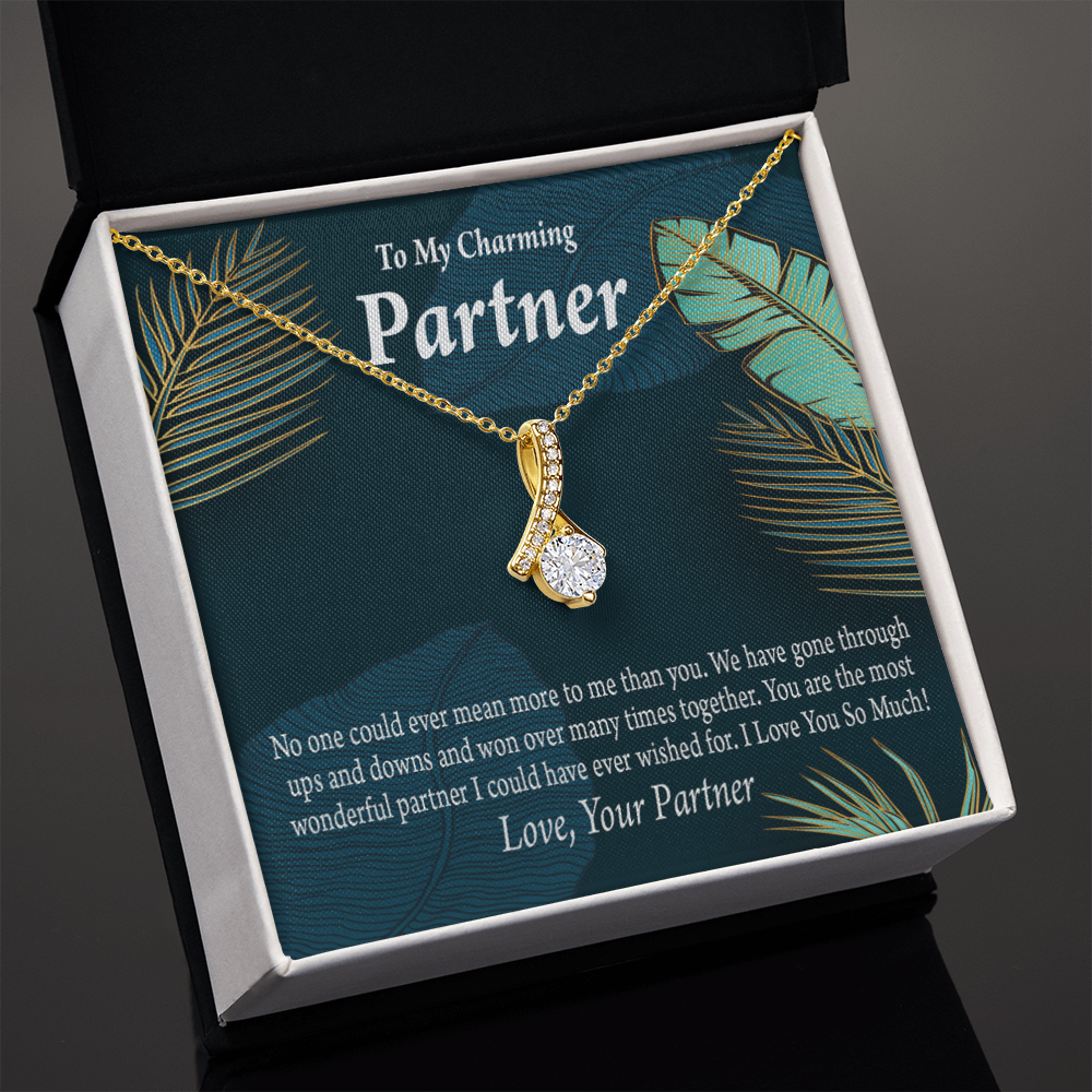 To My Partner Most Wonderful Partner Alluring Ribbon Necklace Message Card-Express Your Love Gifts