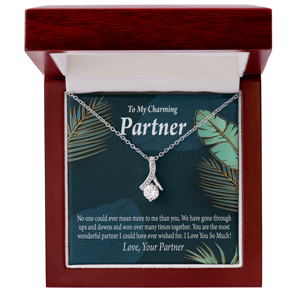 To My Partner Most Wonderful Partner Alluring Ribbon Necklace Message Card-Express Your Love Gifts