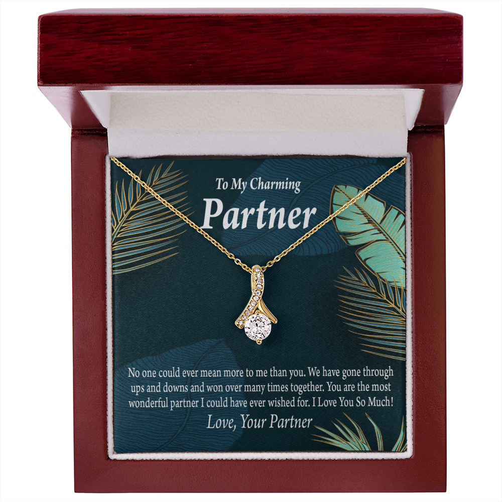 To My Partner Most Wonderful Partner Alluring Ribbon Necklace Message Card-Express Your Love Gifts