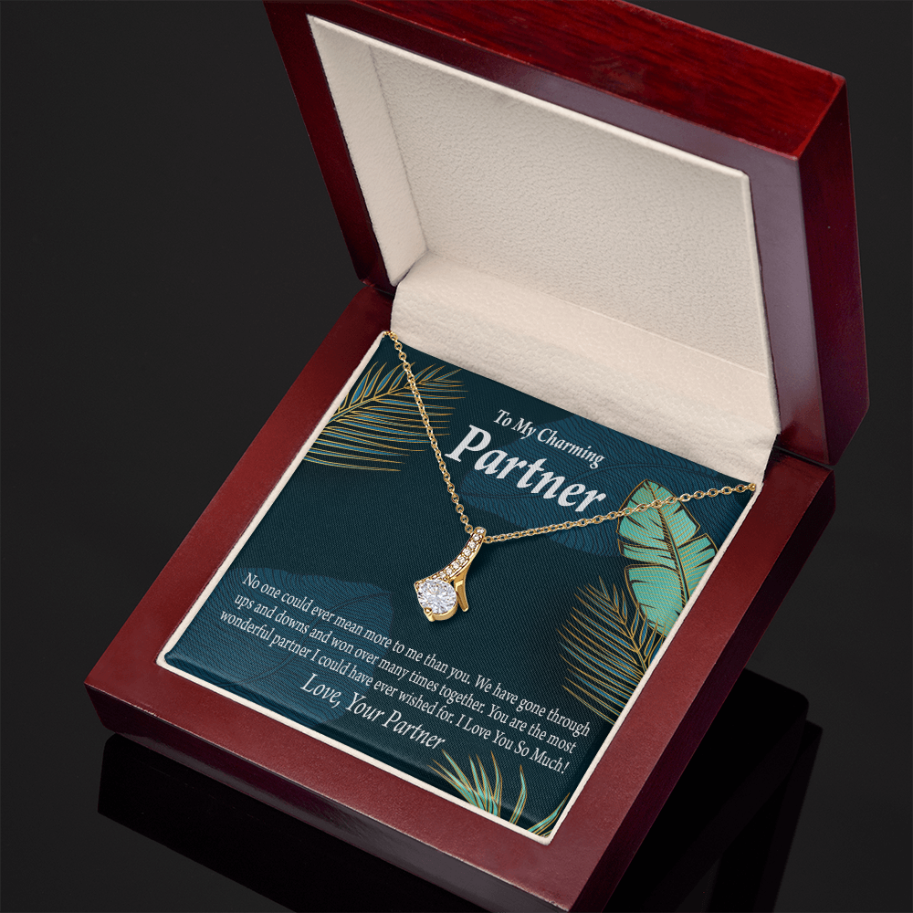 To My Partner Most Wonderful Partner Alluring Ribbon Necklace Message Card-Express Your Love Gifts