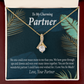 To My Partner Most Wonderful Partner Alluring Ribbon Necklace Message Card-Express Your Love Gifts