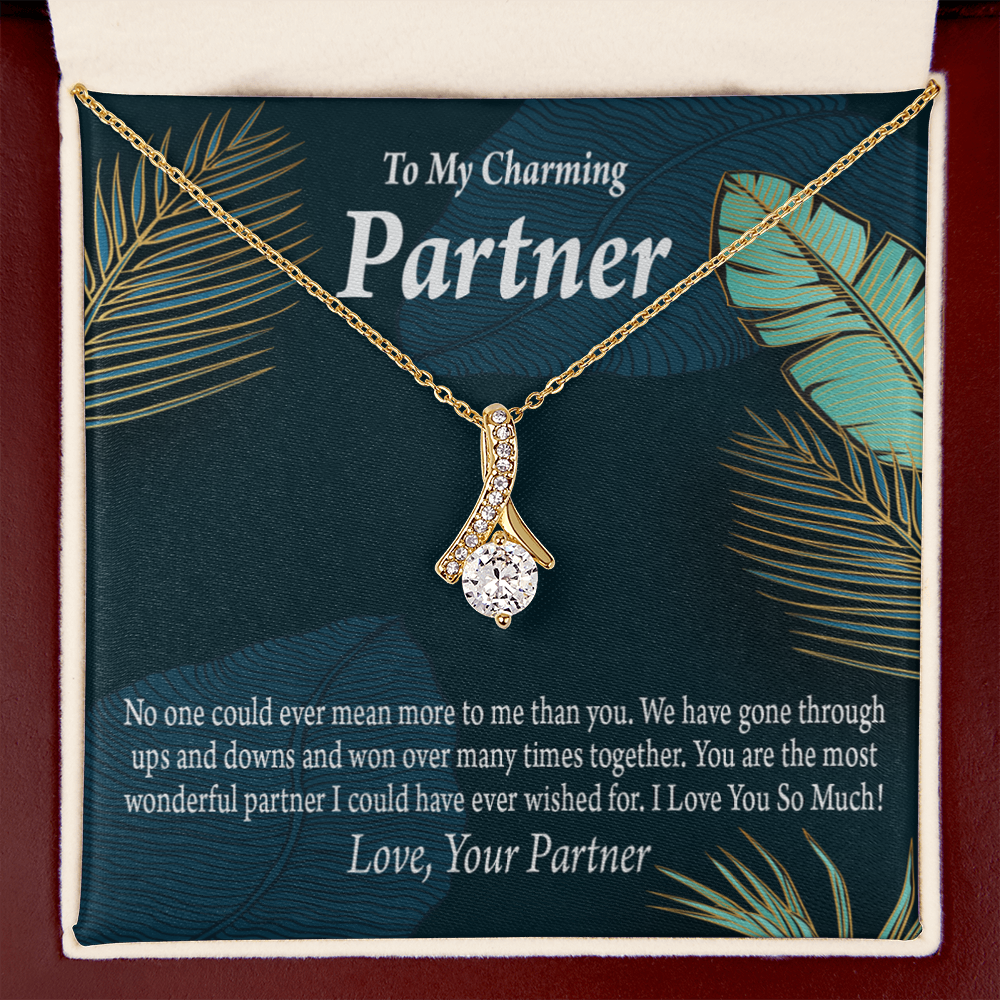 To My Partner Most Wonderful Partner Alluring Ribbon Necklace Message Card-Express Your Love Gifts