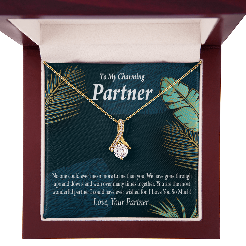 To My Partner Most Wonderful Partner Alluring Ribbon Necklace Message Card-Express Your Love Gifts
