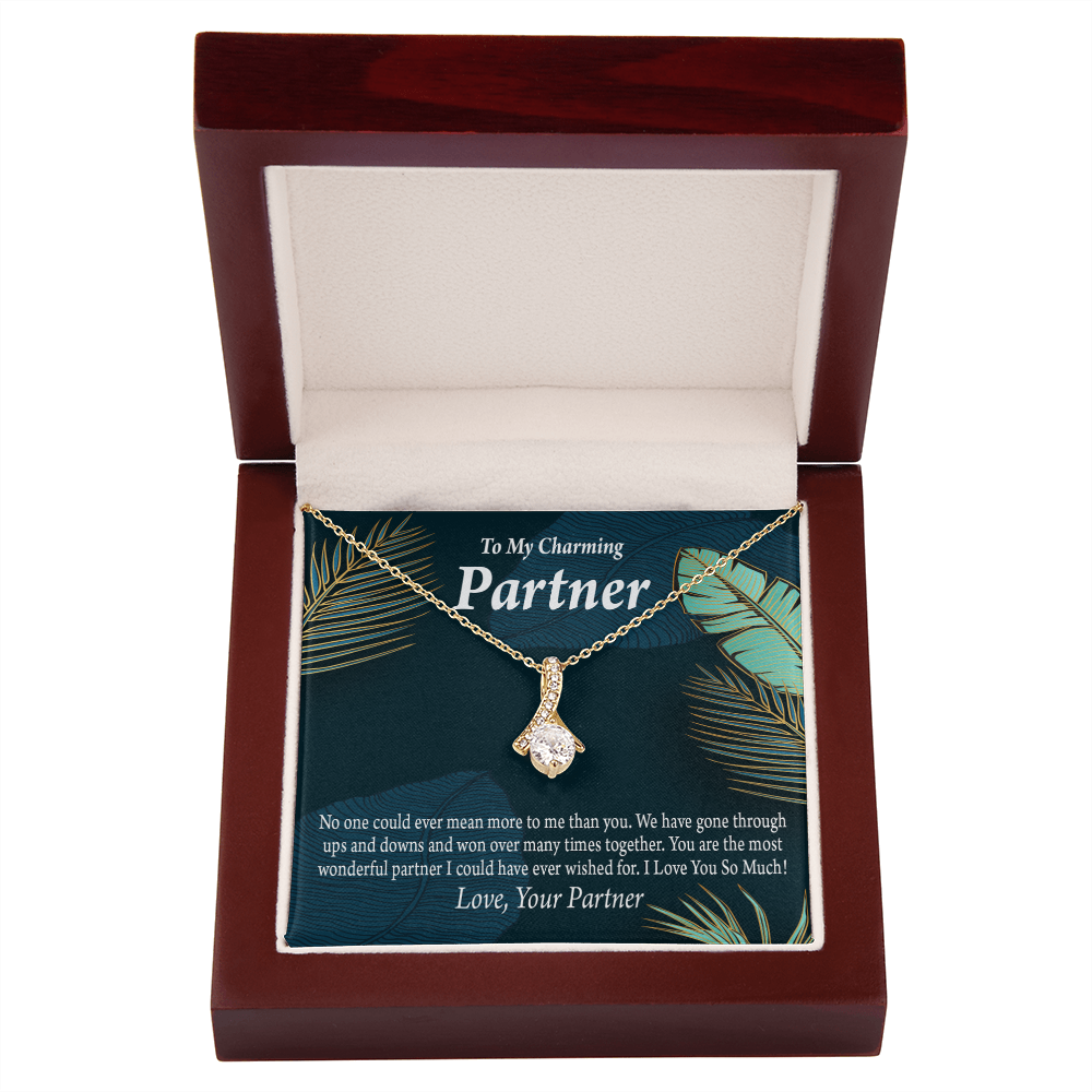 To My Partner Most Wonderful Partner Alluring Ribbon Necklace Message Card-Express Your Love Gifts