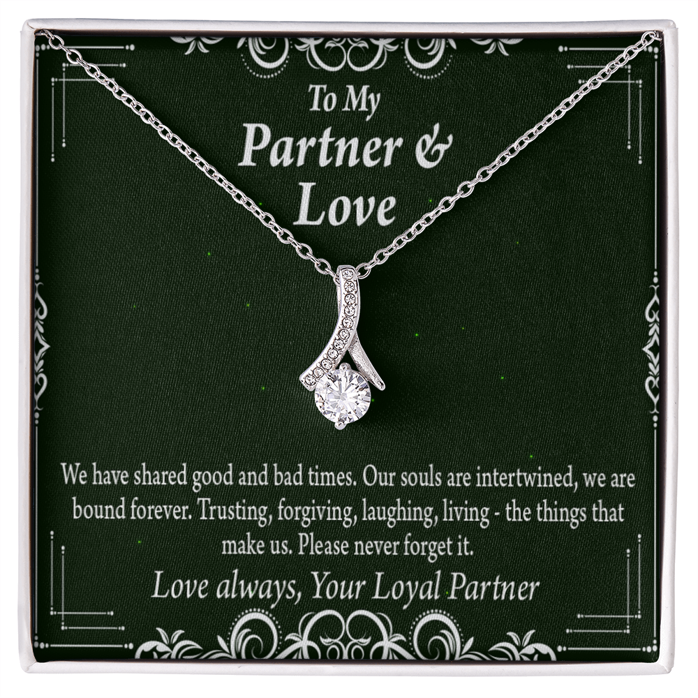 To My Partner Never Forget Our Love Alluring Ribbon Necklace Message Card-Express Your Love Gifts