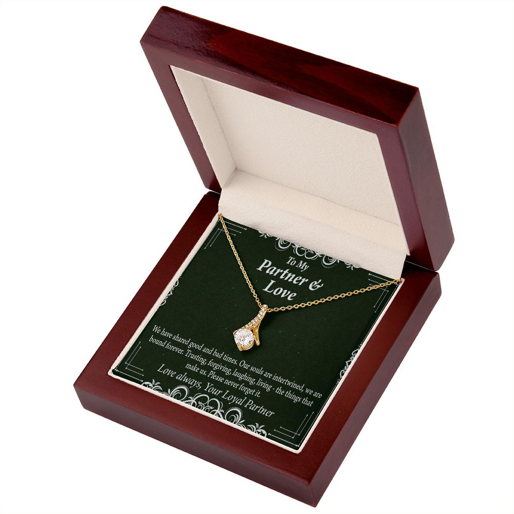 To My Partner Never Forget Our Love Alluring Ribbon Necklace Message Card-Express Your Love Gifts