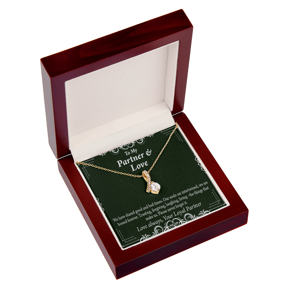 To My Partner Never Forget Our Love Alluring Ribbon Necklace Message Card-Express Your Love Gifts