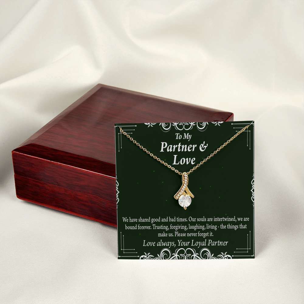 To My Partner Never Forget Our Love Alluring Ribbon Necklace Message Card-Express Your Love Gifts