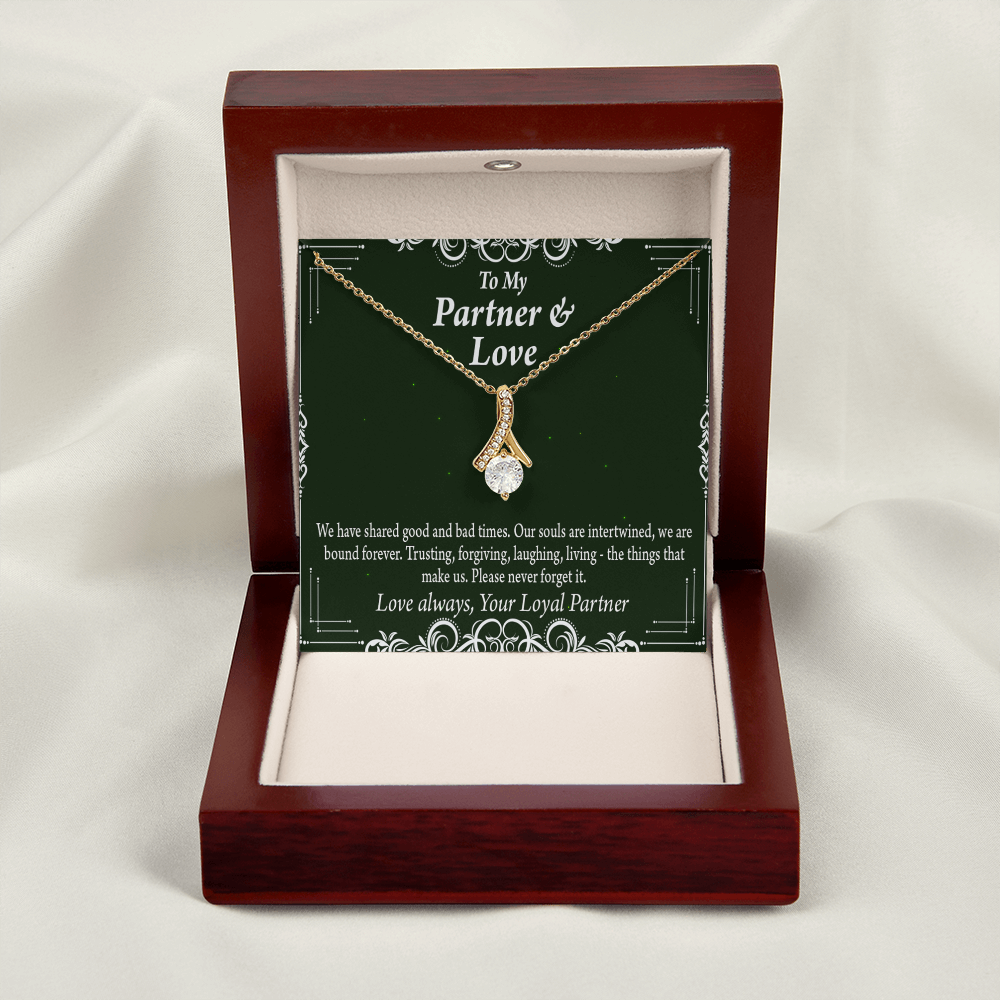 To My Partner Never Forget Our Love Alluring Ribbon Necklace Message Card-Express Your Love Gifts