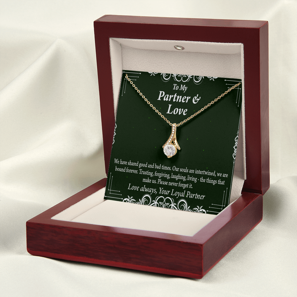 To My Partner Never Forget Our Love Alluring Ribbon Necklace Message Card-Express Your Love Gifts