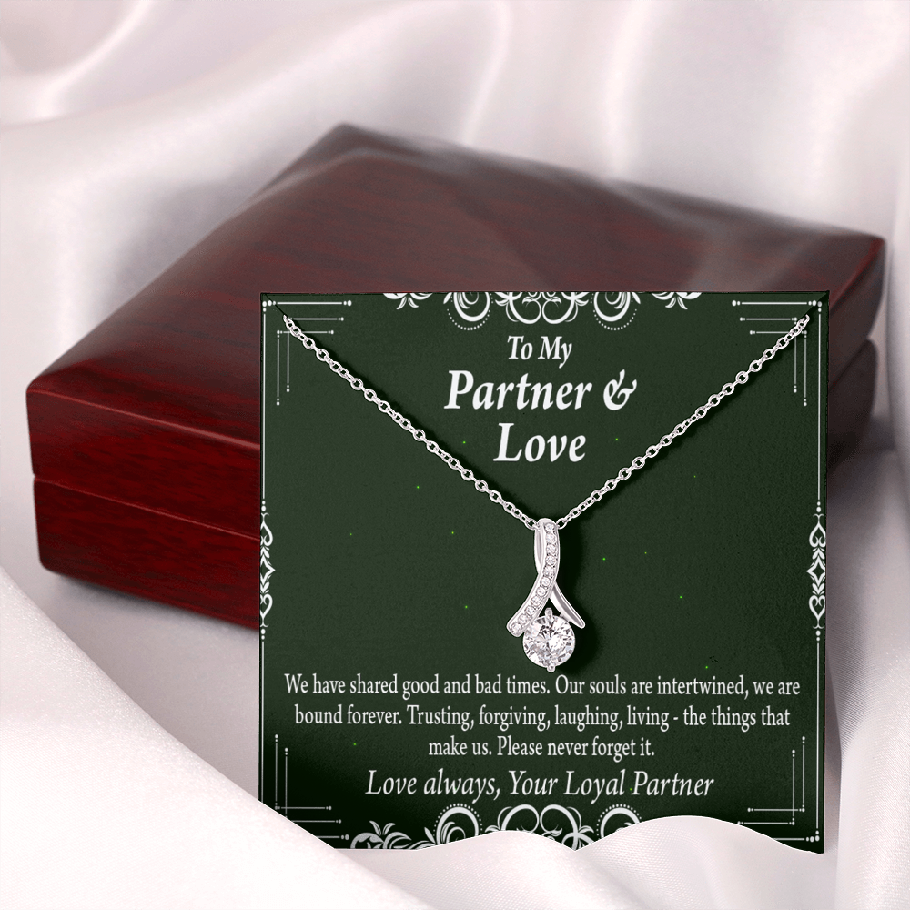 To My Partner Never Forget Our Love Alluring Ribbon Necklace Message Card-Express Your Love Gifts