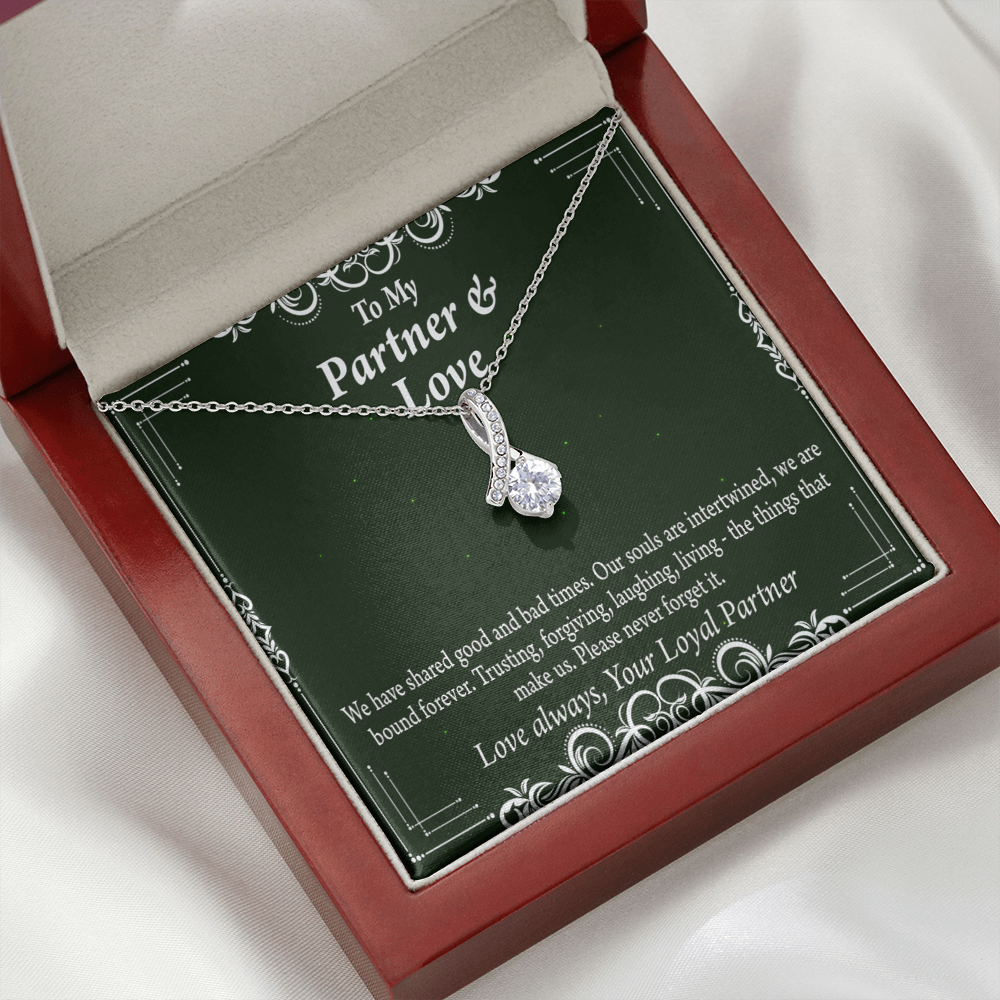To My Partner Never Forget Our Love Alluring Ribbon Necklace Message Card-Express Your Love Gifts
