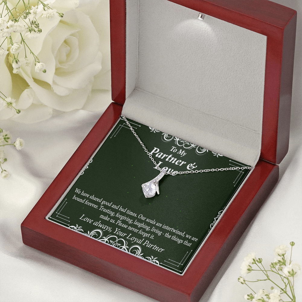 To My Partner Never Forget Our Love Alluring Ribbon Necklace Message Card-Express Your Love Gifts