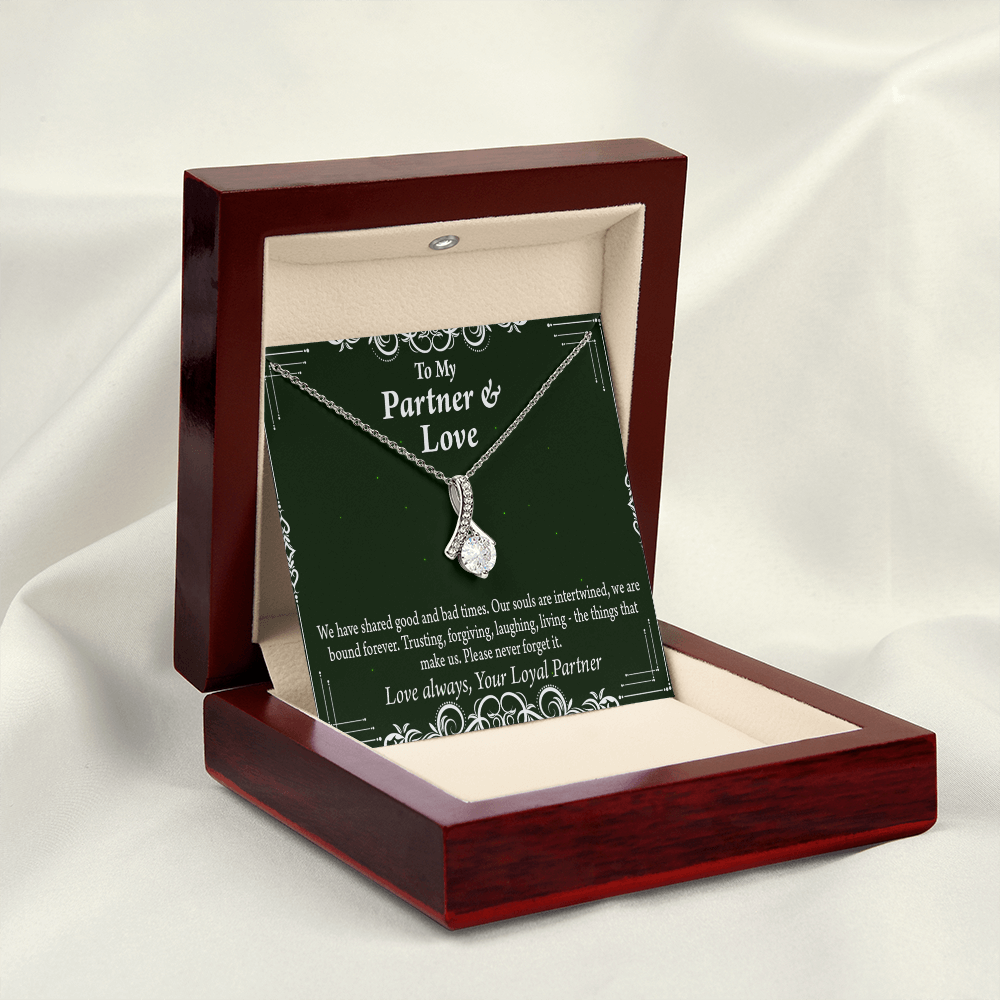 To My Partner Never Forget Our Love Alluring Ribbon Necklace Message Card-Express Your Love Gifts