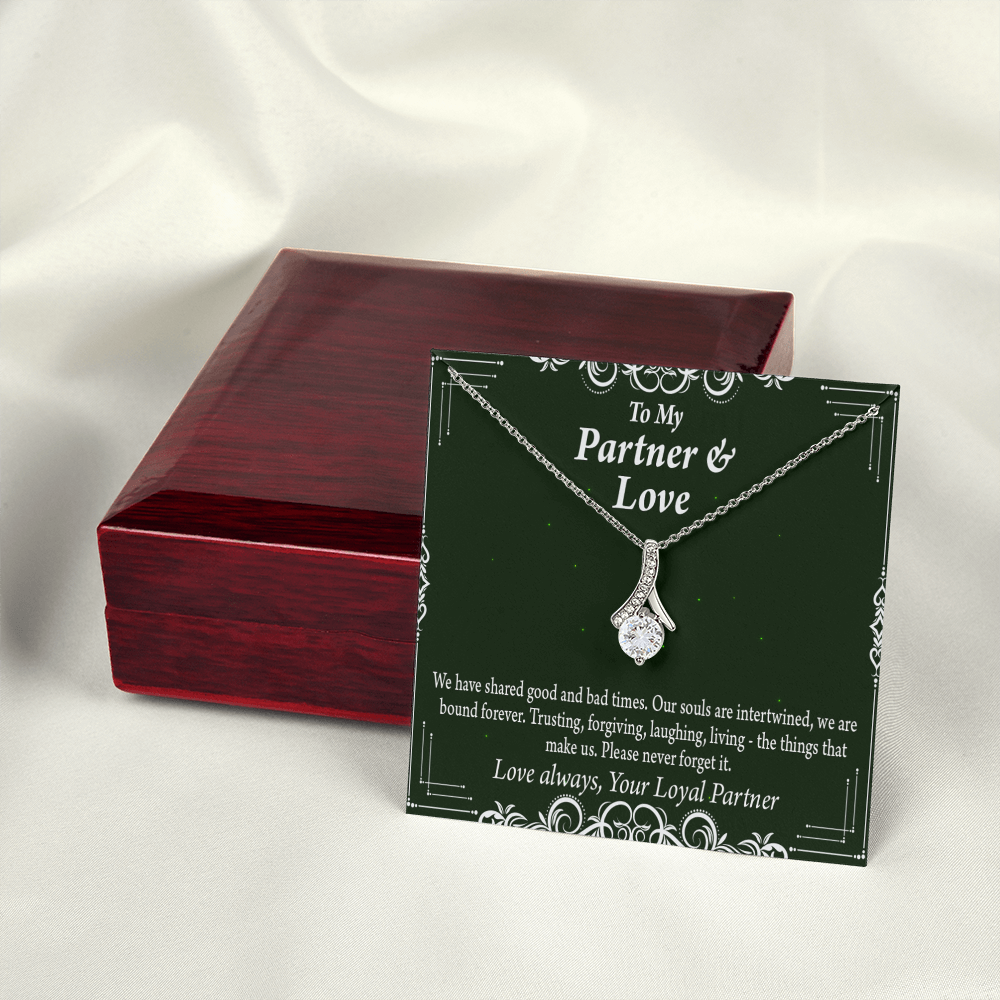 To My Partner Never Forget Our Love Alluring Ribbon Necklace Message Card-Express Your Love Gifts
