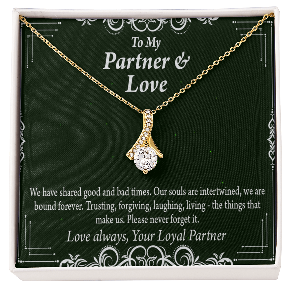 To My Partner Never Forget Our Love Alluring Ribbon Necklace Message Card-Express Your Love Gifts