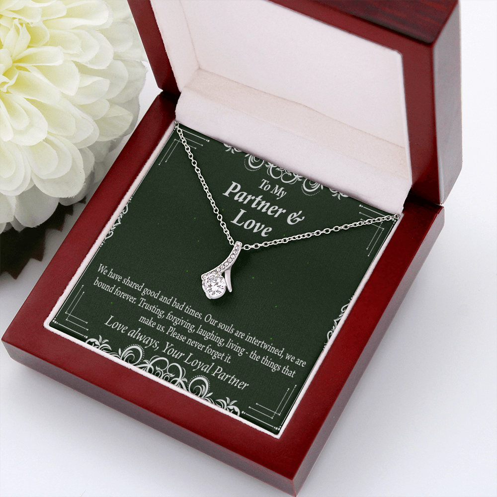 To My Partner Never Forget Our Love Alluring Ribbon Necklace Message Card-Express Your Love Gifts