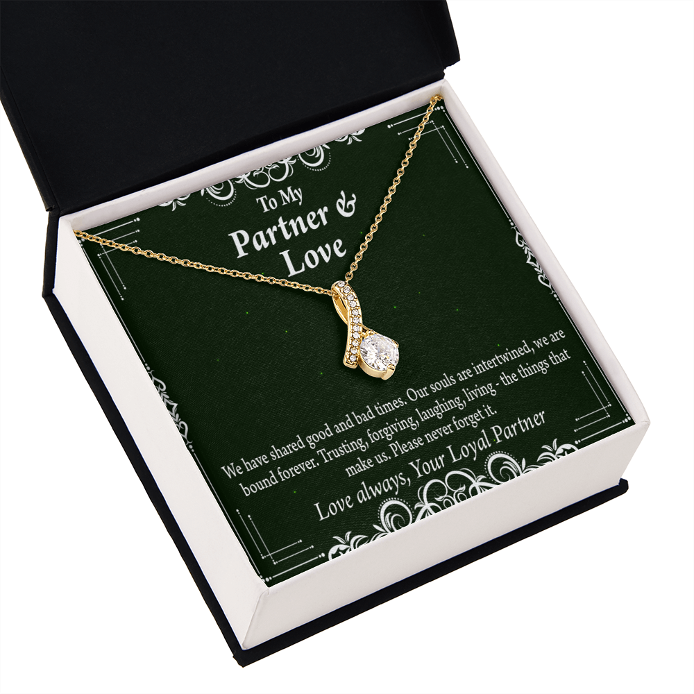 To My Partner Never Forget Our Love Alluring Ribbon Necklace Message Card-Express Your Love Gifts