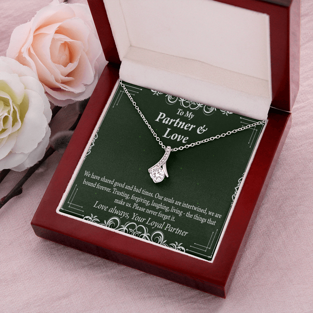 To My Partner Never Forget Our Love Alluring Ribbon Necklace Message Card-Express Your Love Gifts