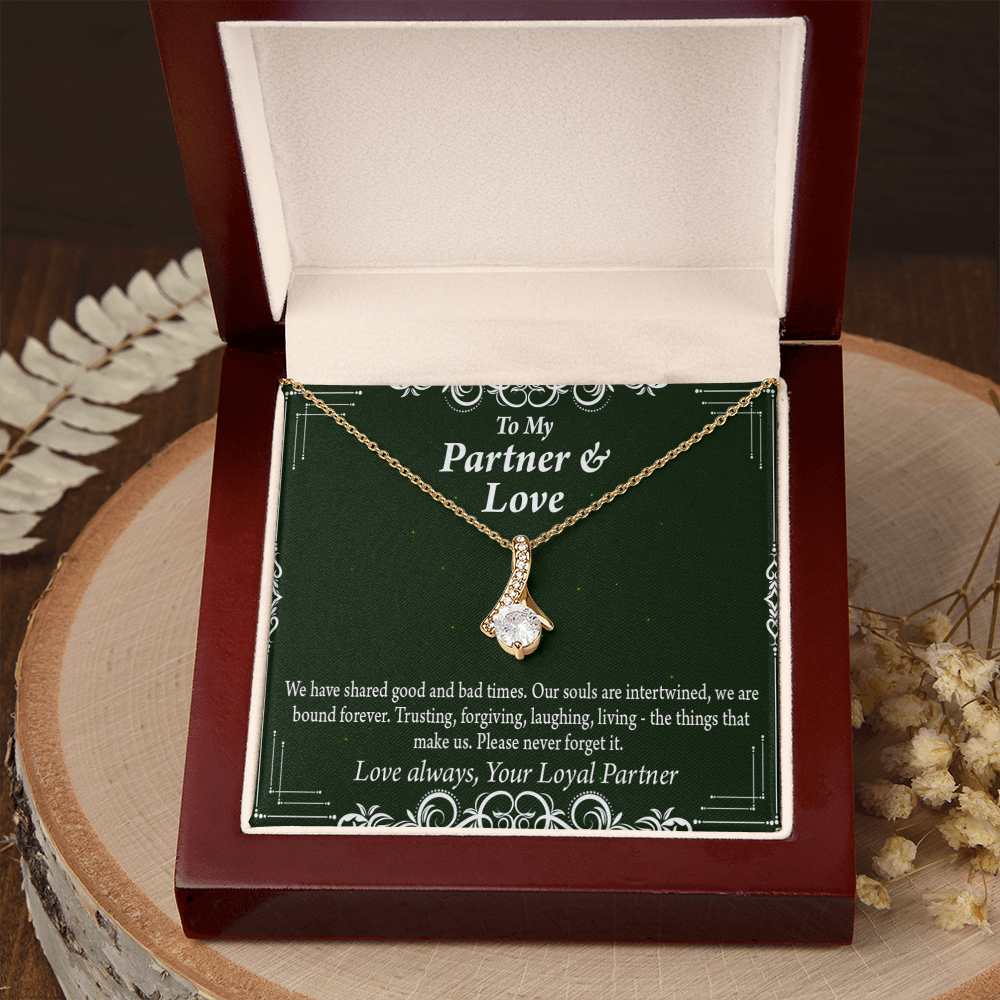To My Partner Never Forget Our Love Alluring Ribbon Necklace Message Card-Express Your Love Gifts