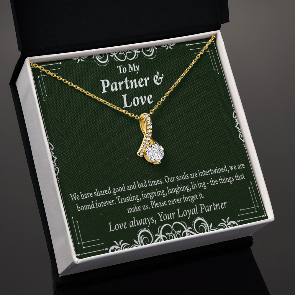 To My Partner Never Forget Our Love Alluring Ribbon Necklace Message Card-Express Your Love Gifts