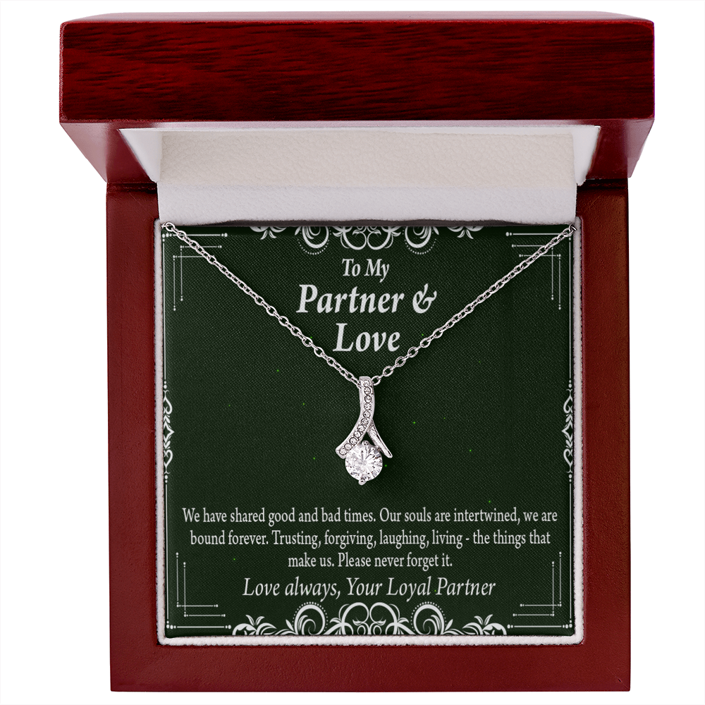 To My Partner Never Forget Our Love Alluring Ribbon Necklace Message Card-Express Your Love Gifts