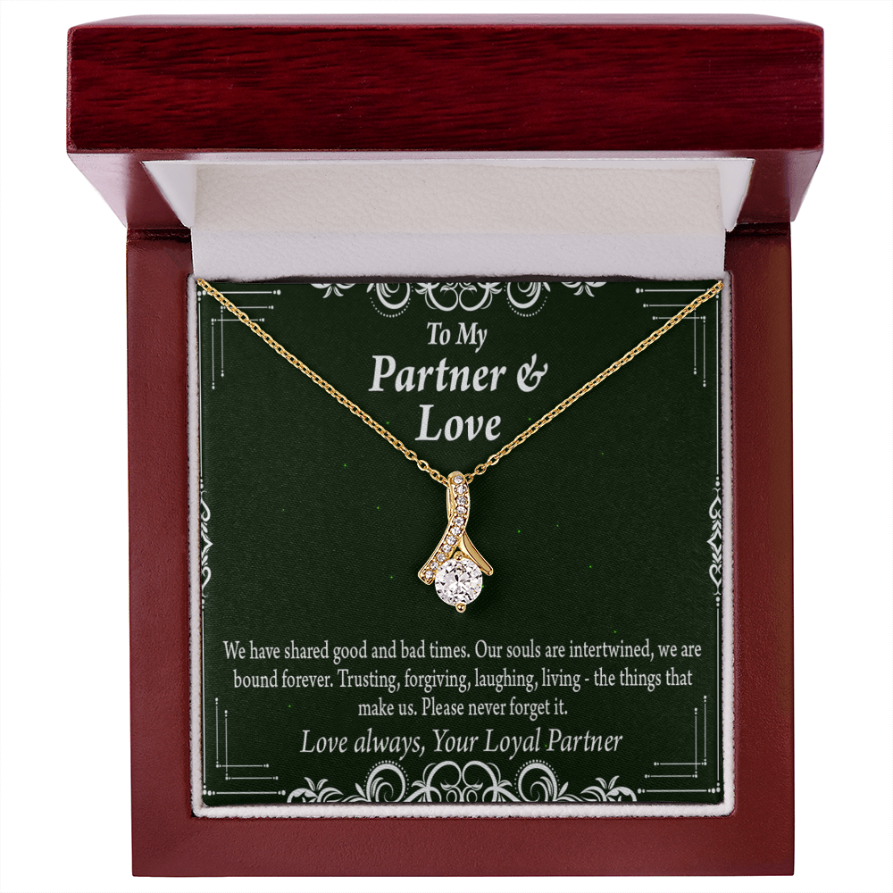 To My Partner Never Forget Our Love Alluring Ribbon Necklace Message Card-Express Your Love Gifts