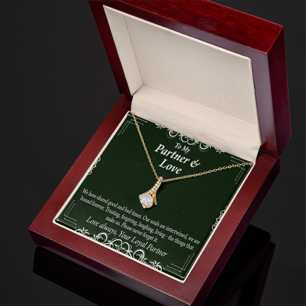 To My Partner Never Forget Our Love Alluring Ribbon Necklace Message Card-Express Your Love Gifts