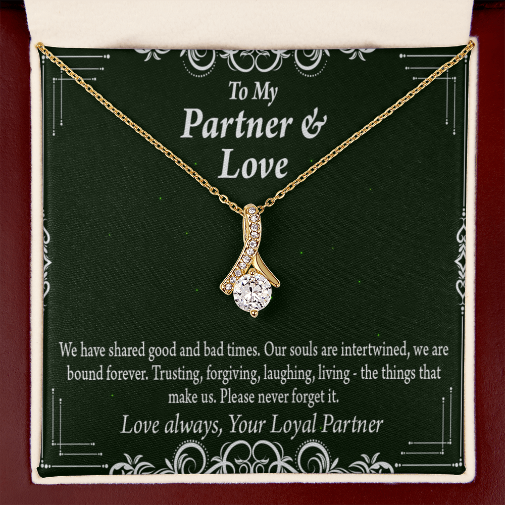 To My Partner Never Forget Our Love Alluring Ribbon Necklace Message Card-Express Your Love Gifts