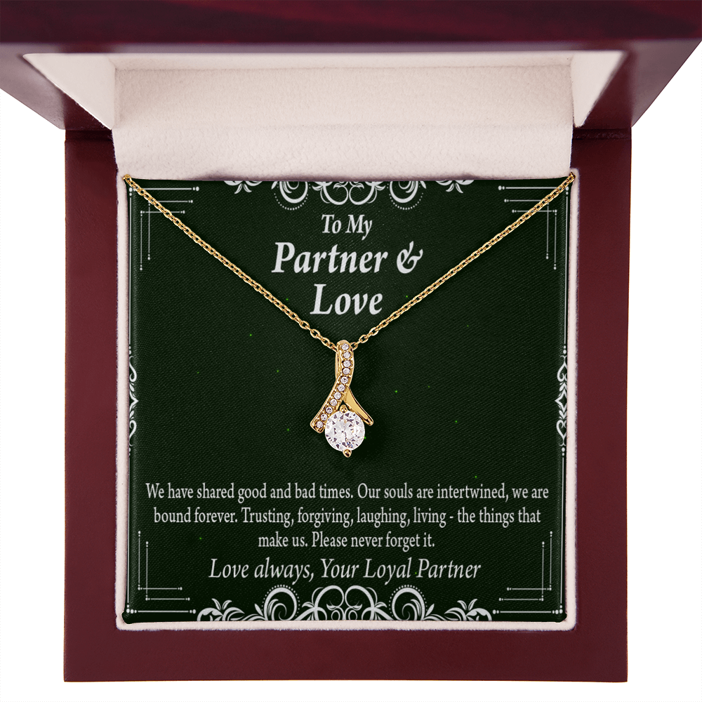 To My Partner Never Forget Our Love Alluring Ribbon Necklace Message Card-Express Your Love Gifts