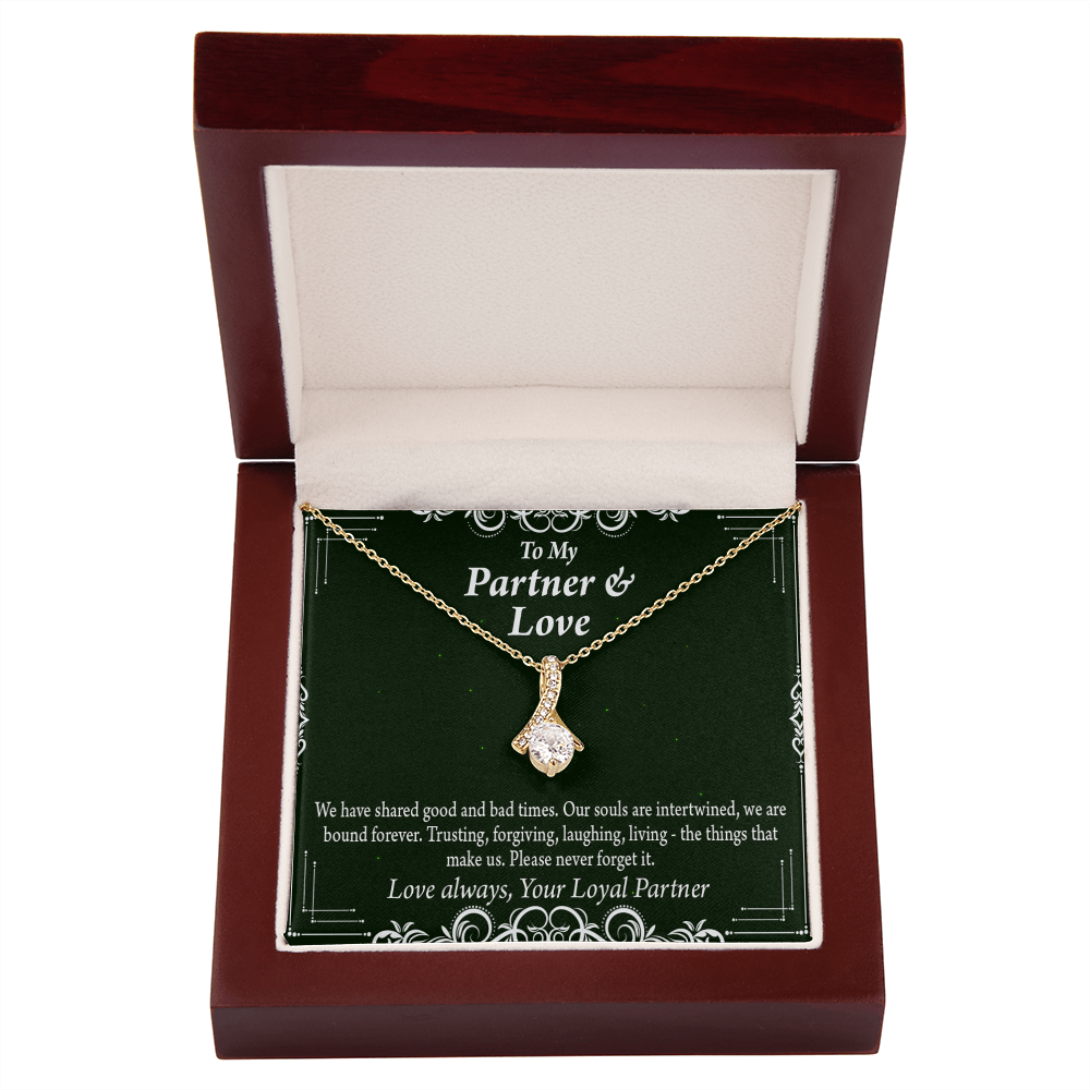 To My Partner Never Forget Our Love Alluring Ribbon Necklace Message Card-Express Your Love Gifts