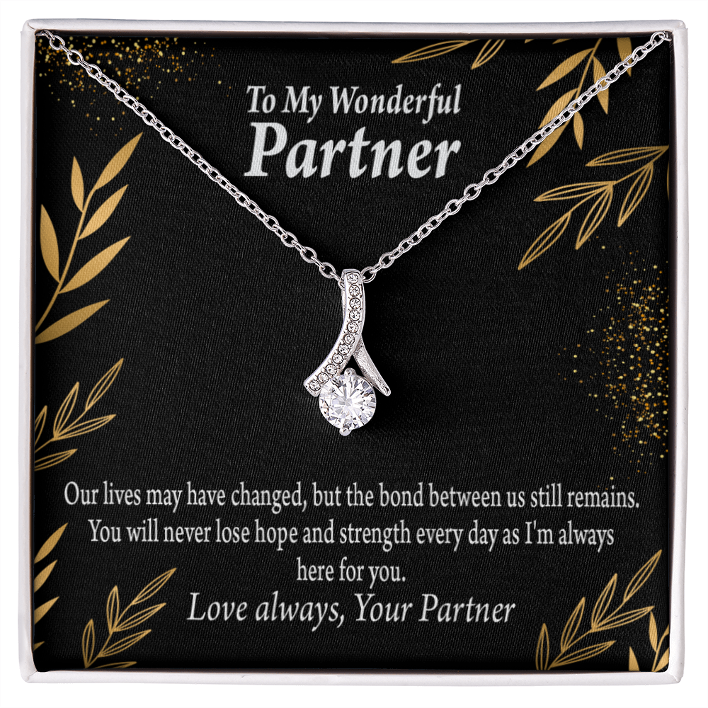 To My Partner Never Lose Hope Strength Alluring Ribbon Necklace Message Card-Express Your Love Gifts