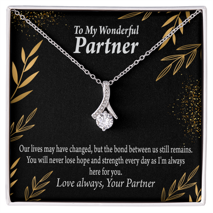 To My Partner Never Lose Hope Strength Alluring Ribbon Necklace Message Card-Express Your Love Gifts
