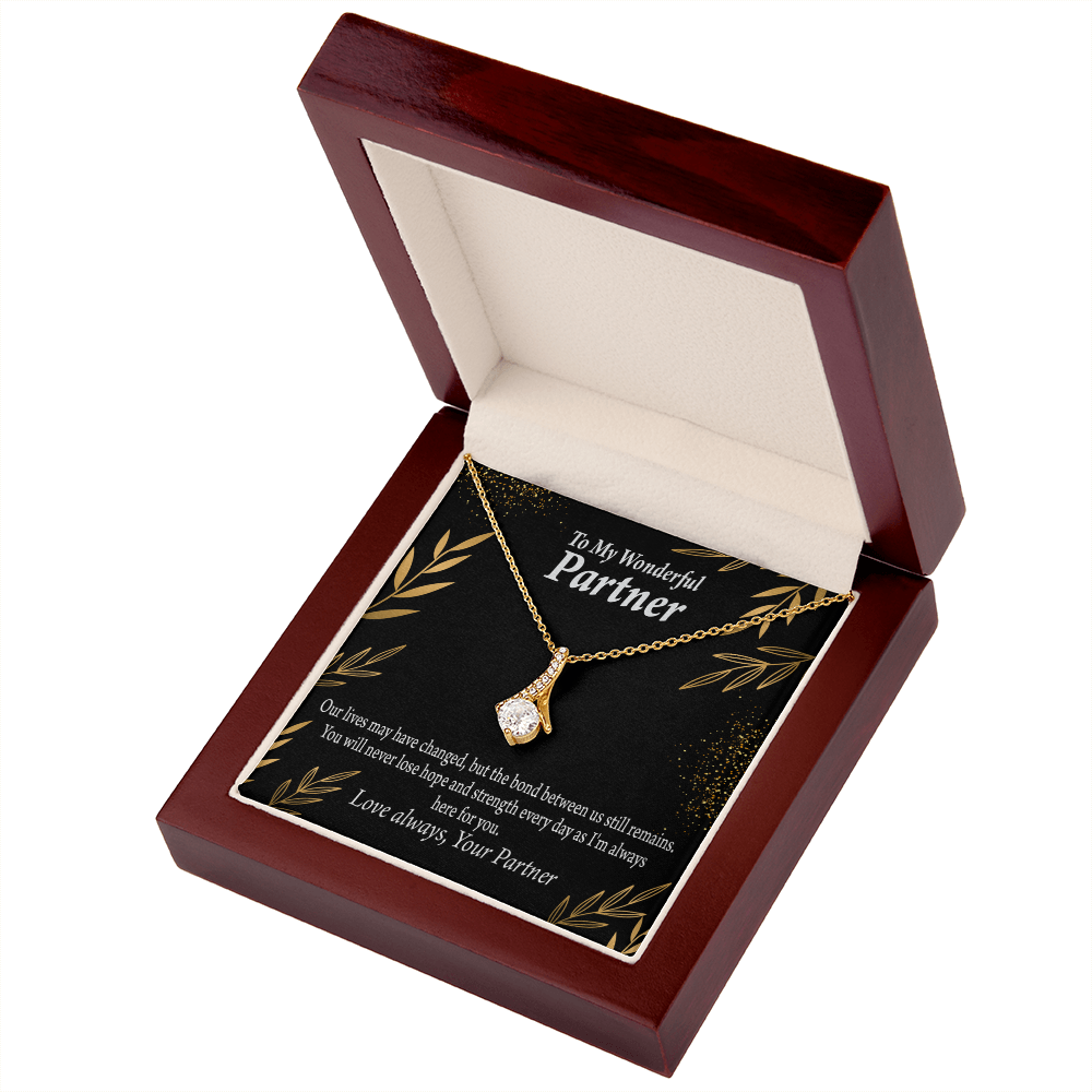 To My Partner Never Lose Hope Strength Alluring Ribbon Necklace Message Card-Express Your Love Gifts