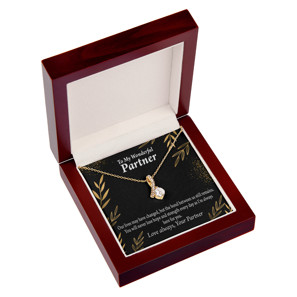To My Partner Never Lose Hope Strength Alluring Ribbon Necklace Message Card-Express Your Love Gifts