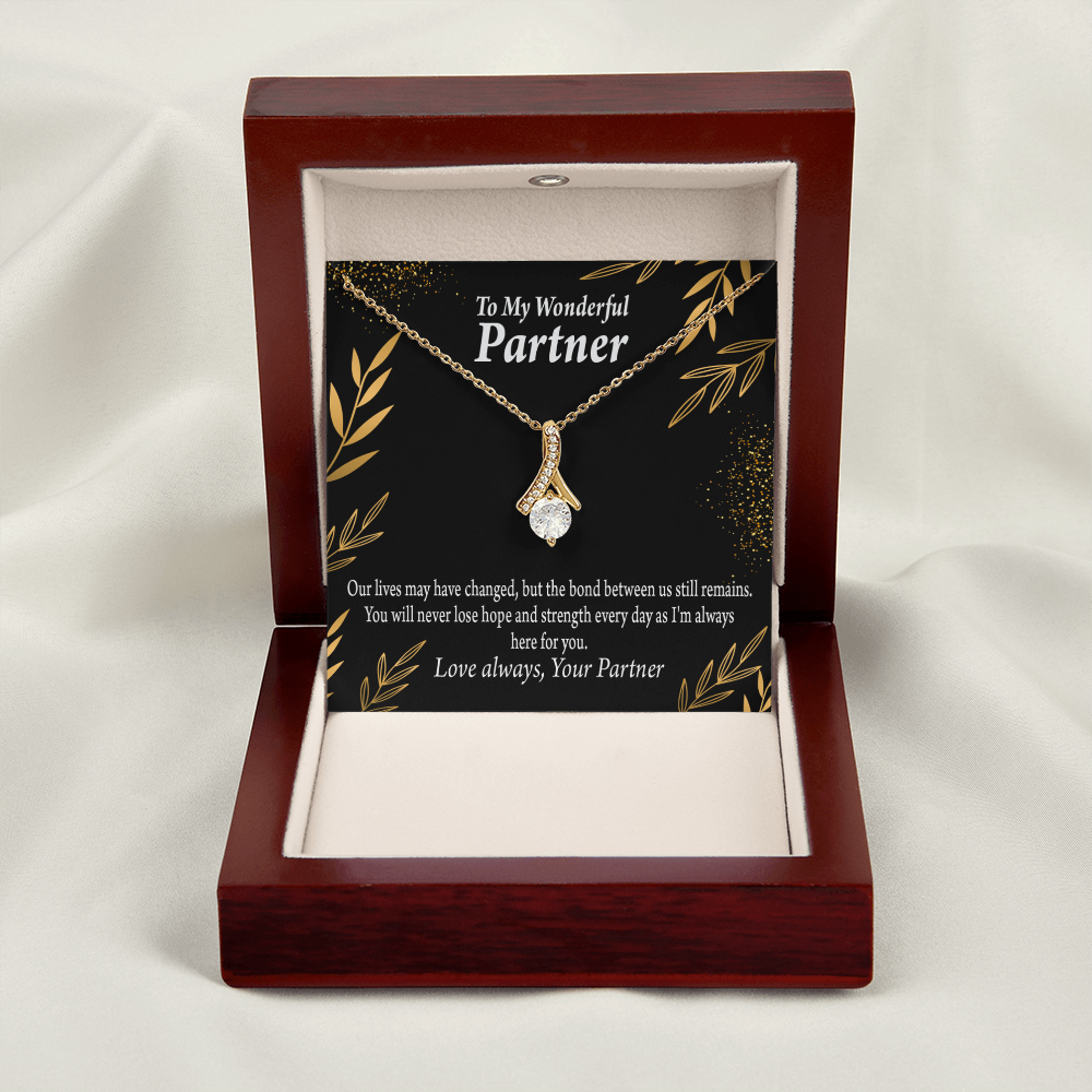 To My Partner Never Lose Hope Strength Alluring Ribbon Necklace Message Card-Express Your Love Gifts