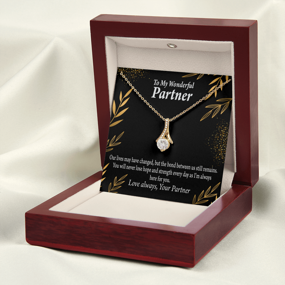 To My Partner Never Lose Hope Strength Alluring Ribbon Necklace Message Card-Express Your Love Gifts