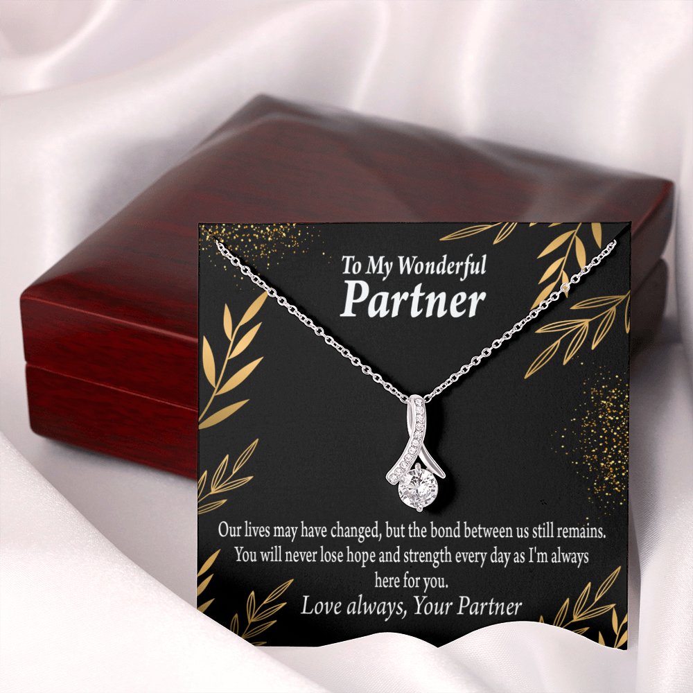 To My Partner Never Lose Hope Strength Alluring Ribbon Necklace Message Card-Express Your Love Gifts