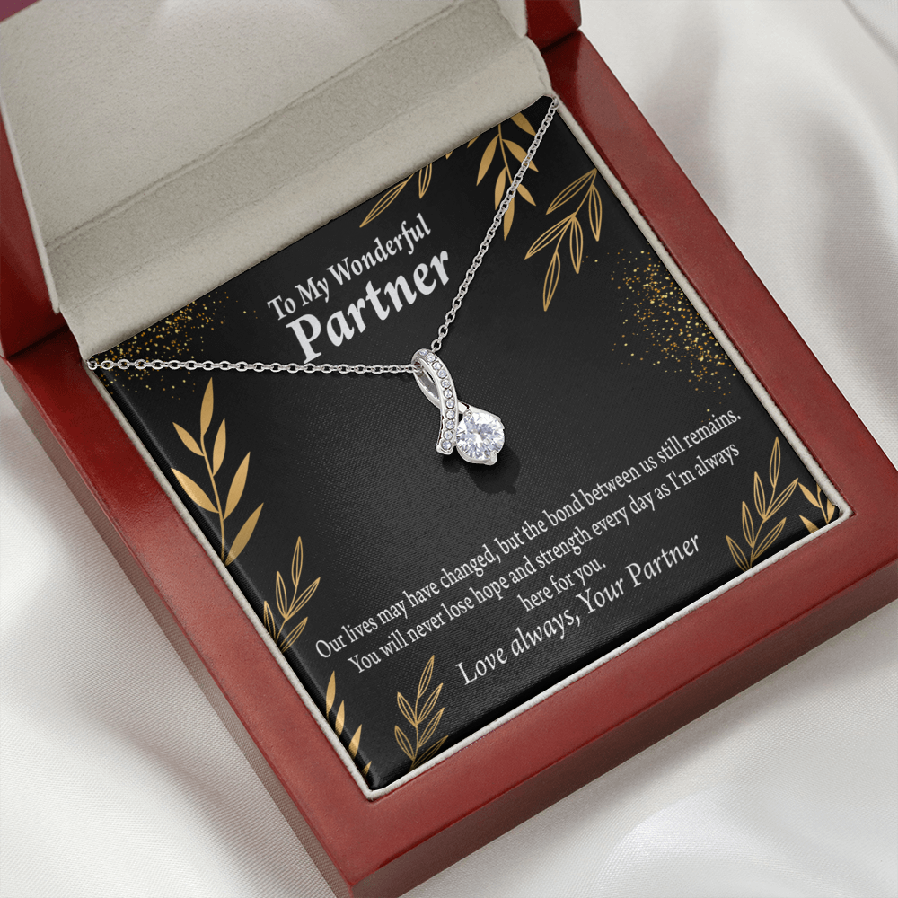 To My Partner Never Lose Hope Strength Alluring Ribbon Necklace Message Card-Express Your Love Gifts