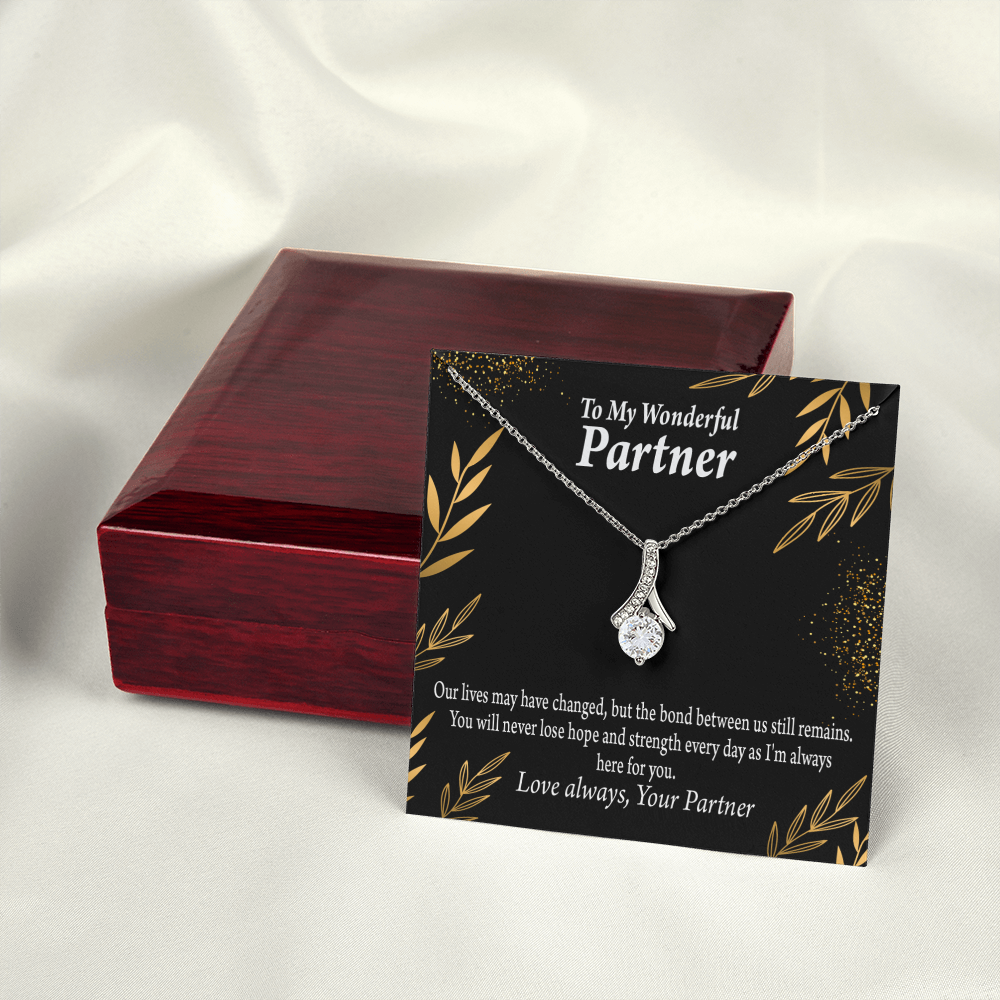 To My Partner Never Lose Hope Strength Alluring Ribbon Necklace Message Card-Express Your Love Gifts