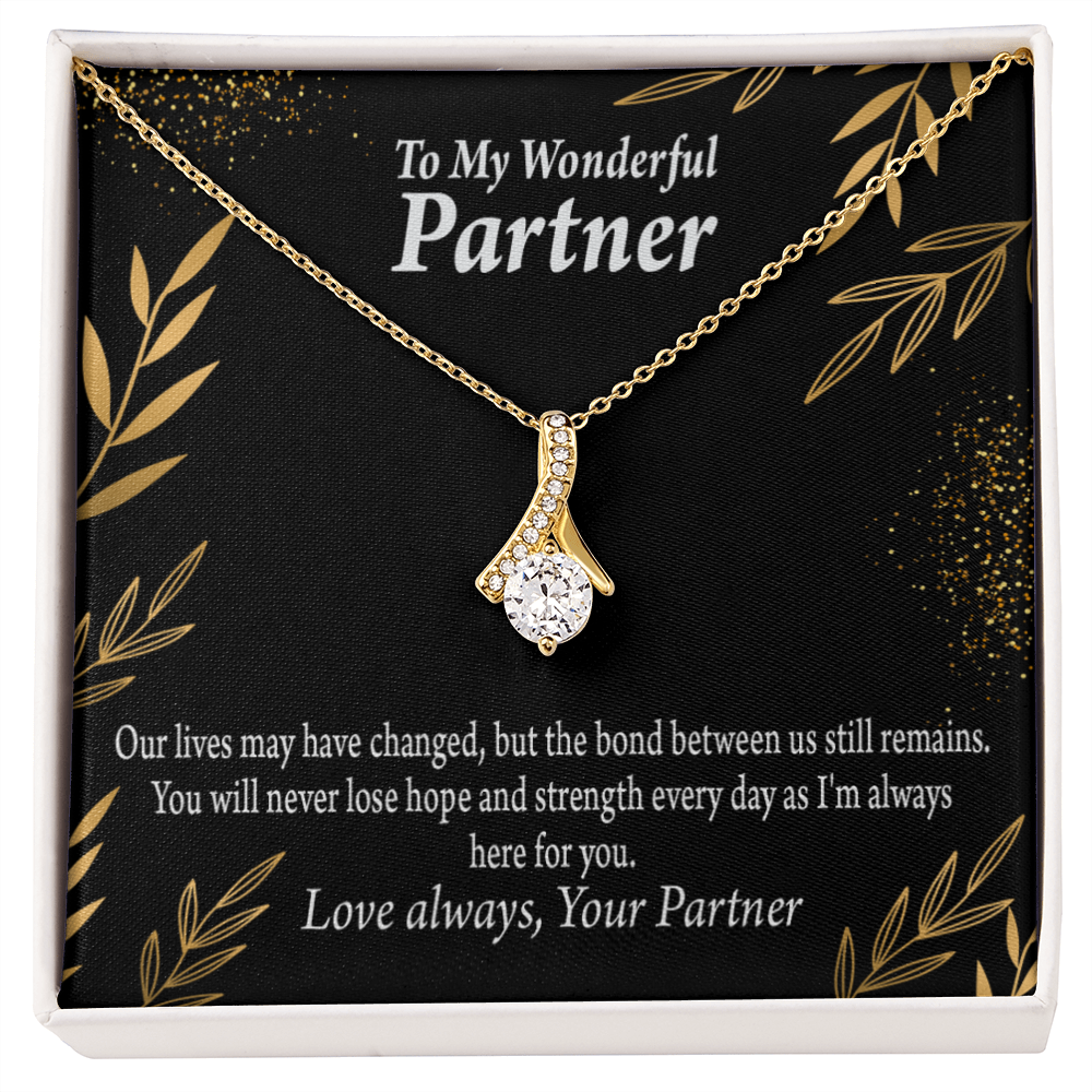 To My Partner Never Lose Hope Strength Alluring Ribbon Necklace Message Card-Express Your Love Gifts
