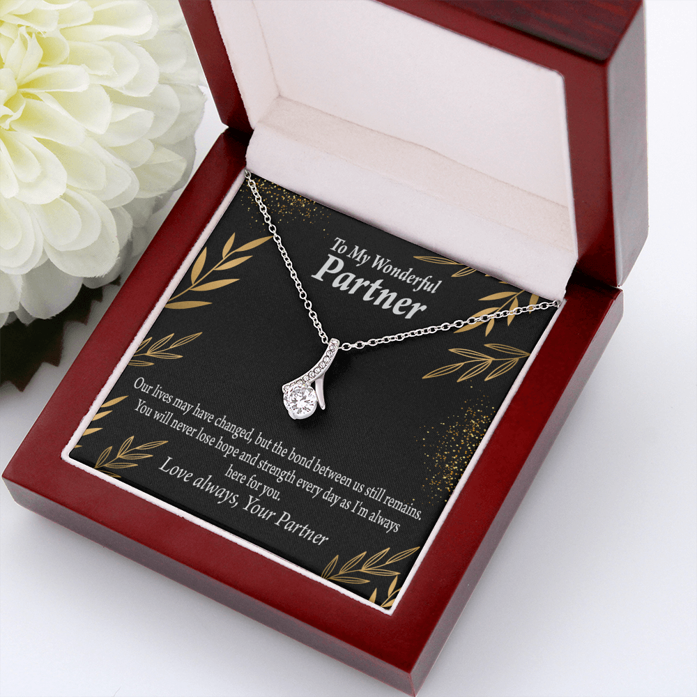To My Partner Never Lose Hope Strength Alluring Ribbon Necklace Message Card-Express Your Love Gifts