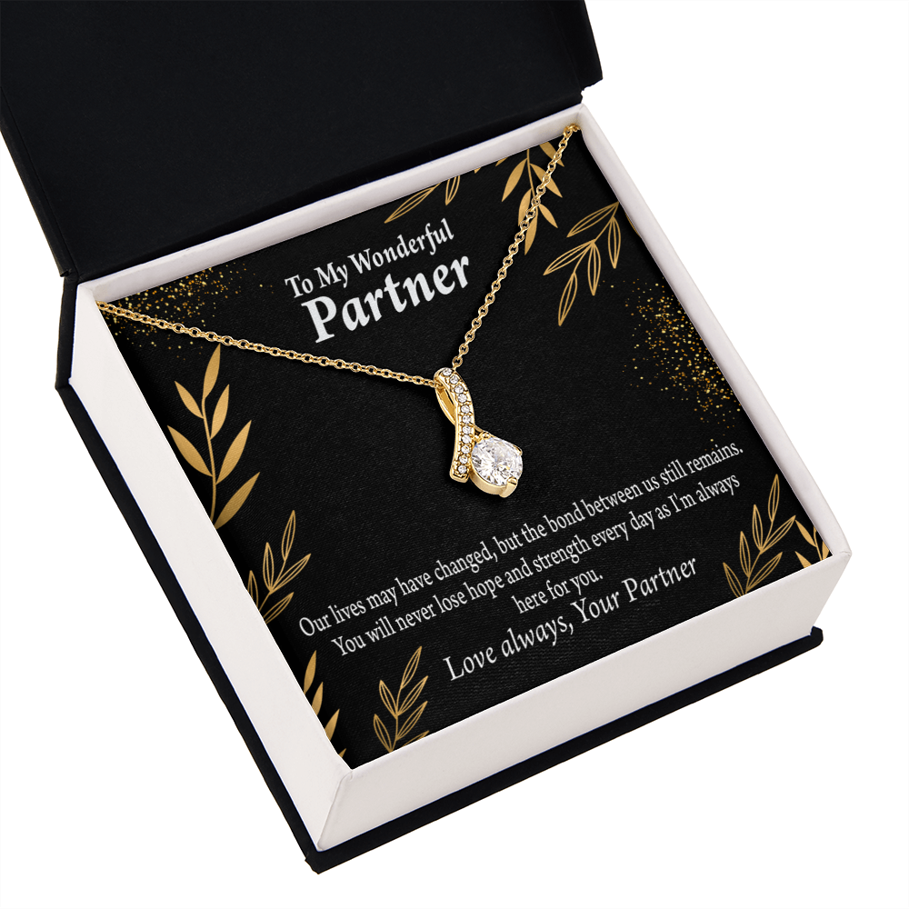 To My Partner Never Lose Hope Strength Alluring Ribbon Necklace Message Card-Express Your Love Gifts