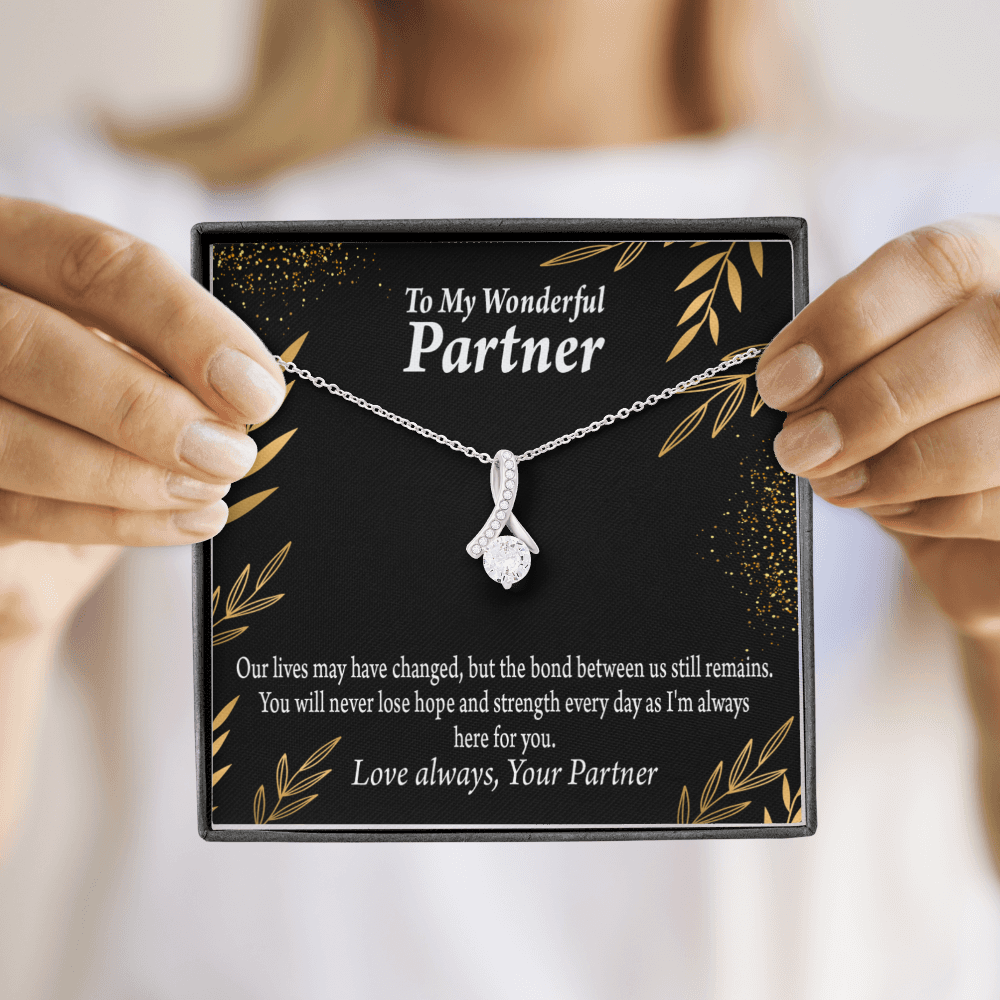 To My Partner Never Lose Hope Strength Alluring Ribbon Necklace Message Card-Express Your Love Gifts
