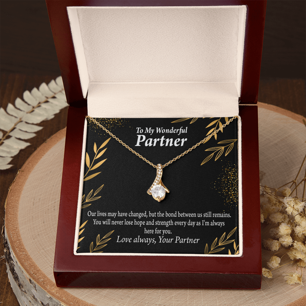 To My Partner Never Lose Hope Strength Alluring Ribbon Necklace Message Card-Express Your Love Gifts