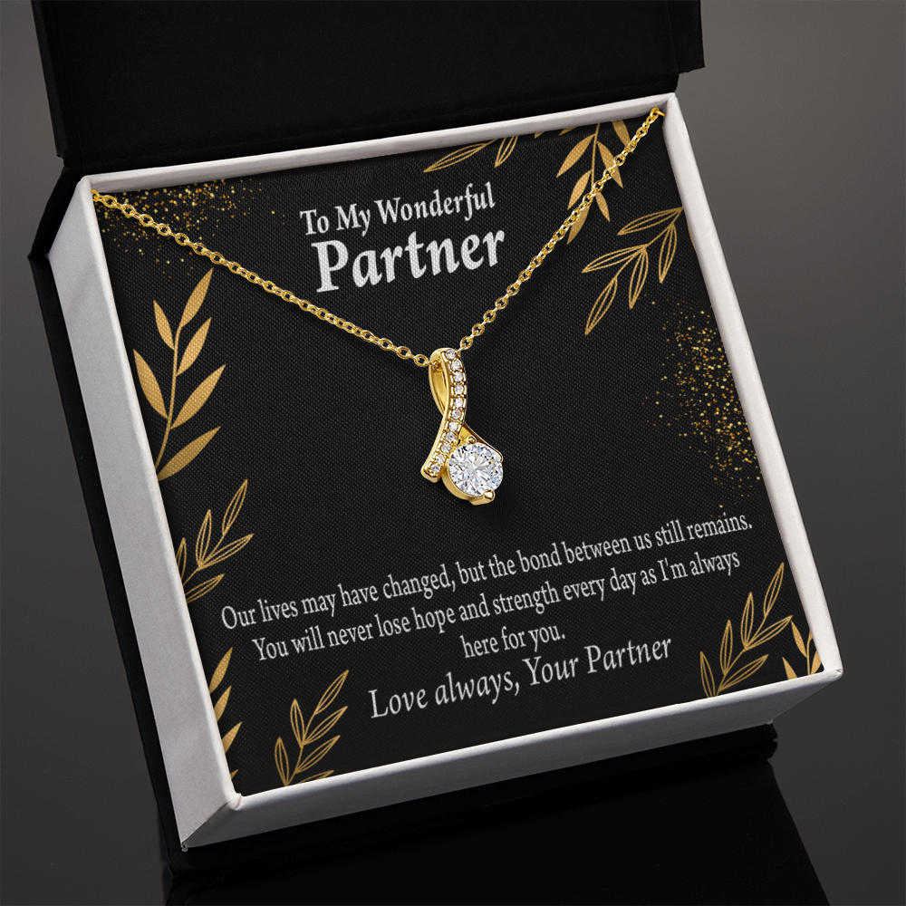 To My Partner Never Lose Hope Strength Alluring Ribbon Necklace Message Card-Express Your Love Gifts