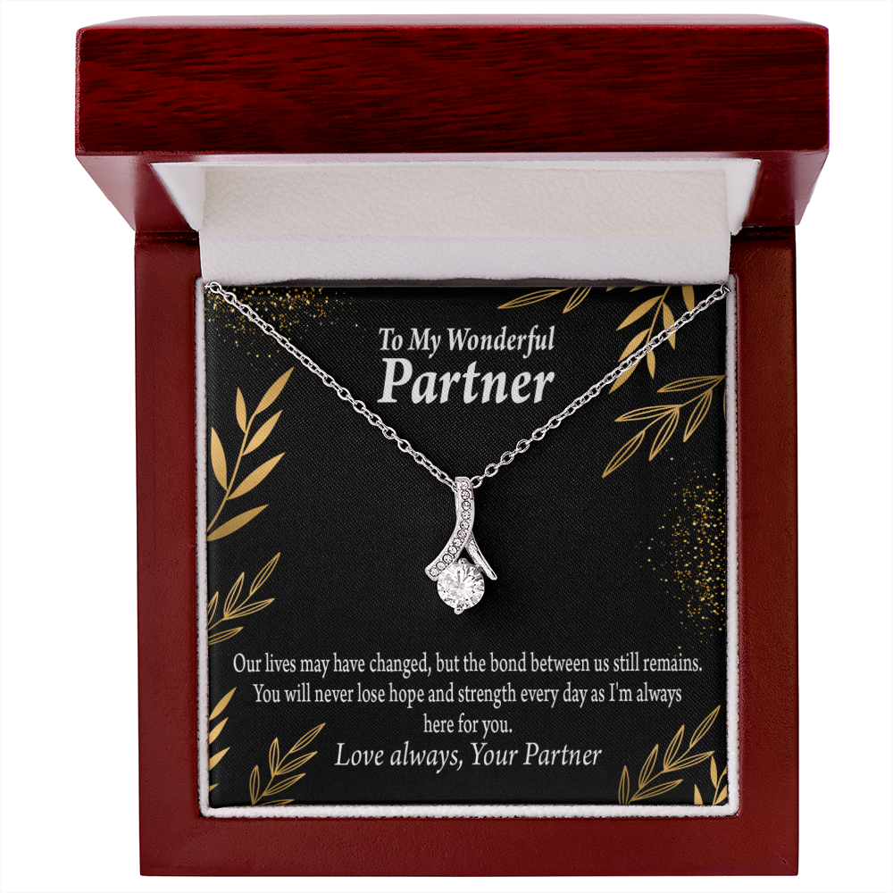 To My Partner Never Lose Hope Strength Alluring Ribbon Necklace Message Card-Express Your Love Gifts