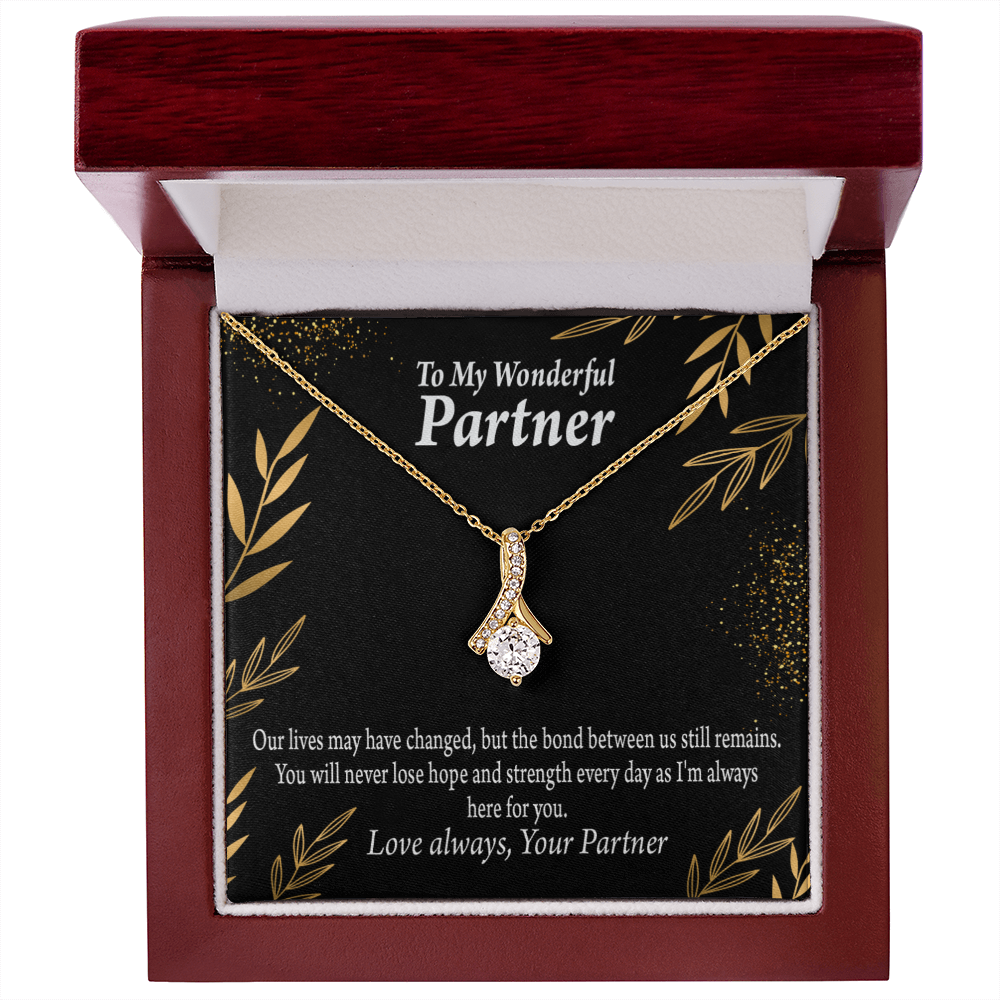 To My Partner Never Lose Hope Strength Alluring Ribbon Necklace Message Card-Express Your Love Gifts